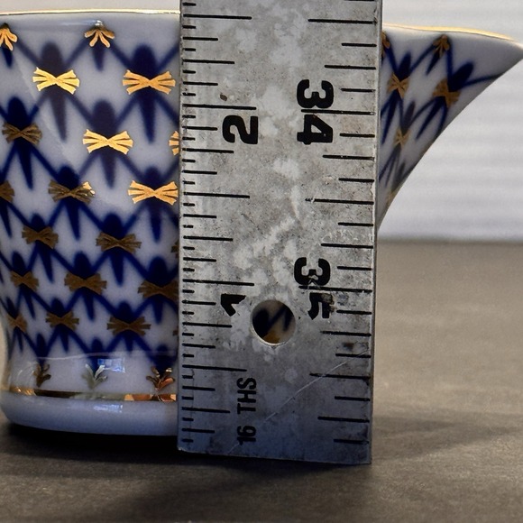 Imperial Lomonosov Cobalt Net Jug Sauce Gravy Boat Pot Milk Creamer Pitcher Vtg - Picture 10 of 12